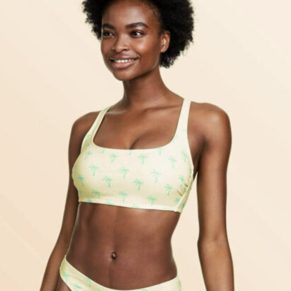 Stoney Clover Lane x Target Yellow Palm Trees Bikini Top Size D/DD Adjustable